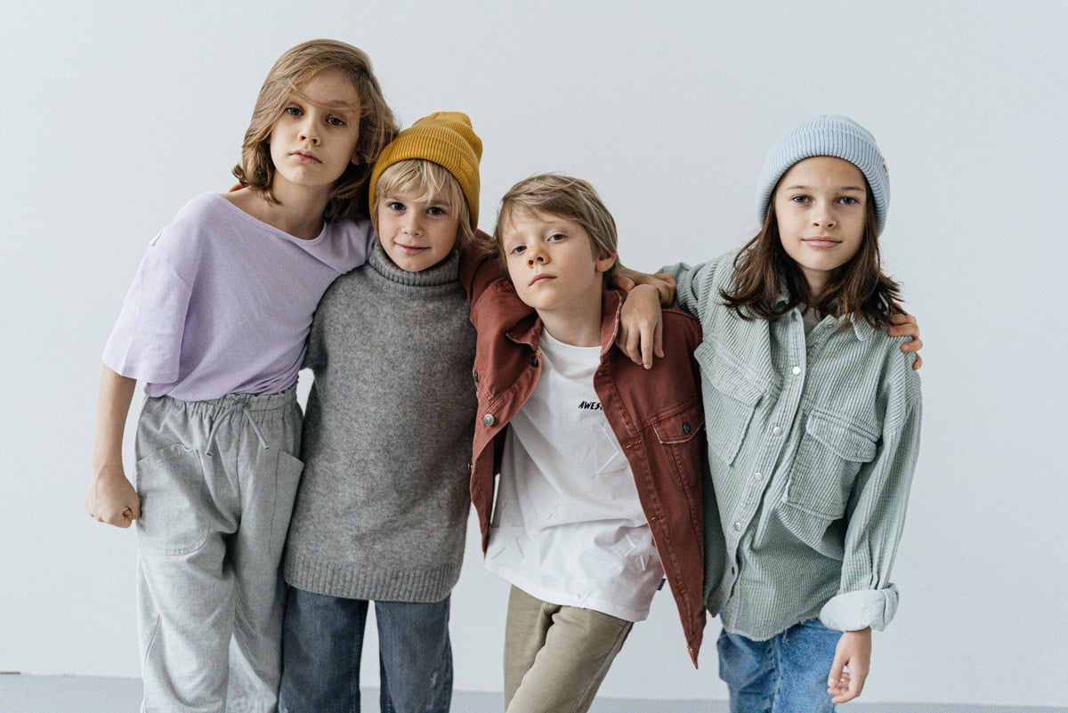 Kids Posing in Casual Clothes